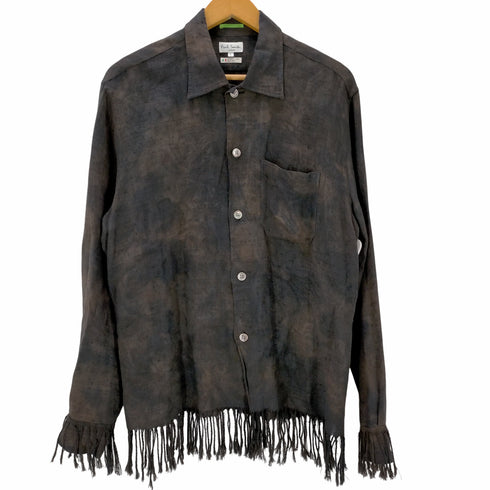 ポールスミスロンドン Paul Smith LONDON フリンジ リネンシルクシャツ ムラ染め メンズ import:L