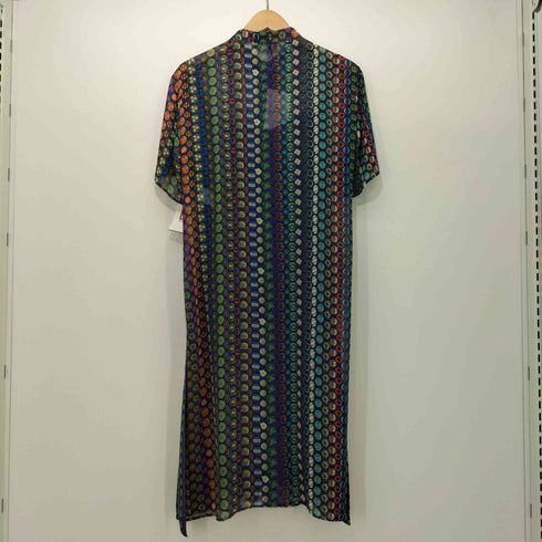ピーエスポールスミス PS Paul Smith 19ss バンドカラー ショートスリーブ 総柄ロングワンピース レディース 40