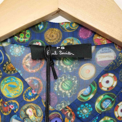 ピーエスポールスミス PS Paul Smith 19ss バンドカラー ショートスリーブ 総柄ロングワンピース レディース 40