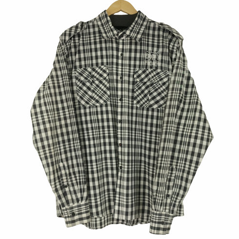 アヴィレックス AVIREX エポレット付きフロント刺繍 L/S チェックシャツ メンズ import:M