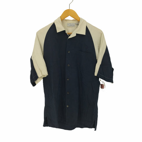 クラフトアンドバロー Croft&Barrow バイカラー シルク オープンカラー S/S シャツ メンズ import:S