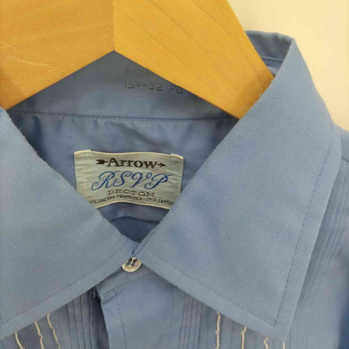 アロー ARROW 60S USA製 ピンタック レギュラーカラー L/S ブザムシャツ ダブルカフス ユニオンチケット ステンシルプリント メンズ 15 2 - 32
