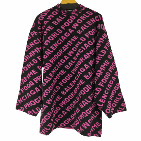 バレンシアガ BALENCIAGA X WORLD FOOD PROGRAMME LOGO SWEATER ロゴ総柄クルーネックオーバーサイズニット レディース import:L