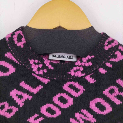 バレンシアガ BALENCIAGA X WORLD FOOD PROGRAMME LOGO SWEATER ロゴ総柄クルーネックオーバーサイズニット レディース import:L
