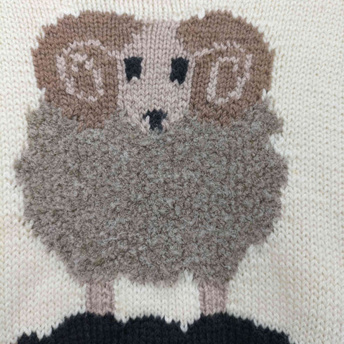 ボーンズ BONES ニュージーランド製 ハンドメイドニット シープ刺繍 メンズ