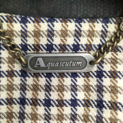 アクアスキュータム AQUASCUTUM 裏地千鳥格子 比翼スウェードコート メンズ import:M