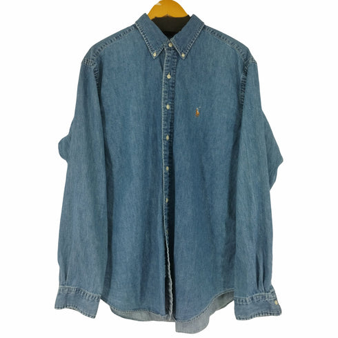 ラルフローレン RALPH LAUREN 90-00s CLASSIC FIT スモールポニー刺繍 デニムボタンダウンシャツ メンズ import:XL