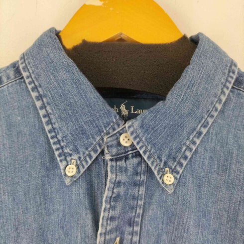 ラルフローレン RALPH LAUREN 90-00s CLASSIC FIT スモールポニー刺繍 デニムボタンダウンシャツ メンズ import:XL