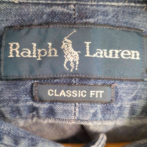 ラルフローレン RALPH LAUREN 90-00s CLASSIC FIT スモールポニー刺繍 デニムボタンダウンシャツ メンズ import:XL