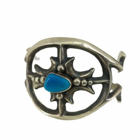 ナバホ NAVAJO STERLING HY刻印 Henry Yazzie ターコイズブレスレット メンズ