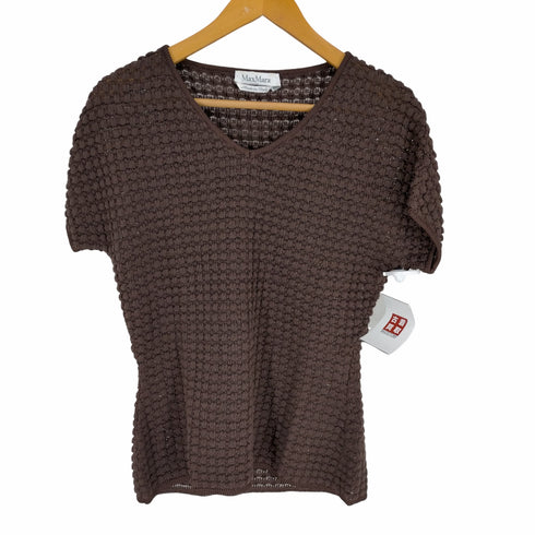 マックスマーラ MAX MARA MADE IN ITALY 銀タグ VネックポップコーンTシャツ レディース JPN:S