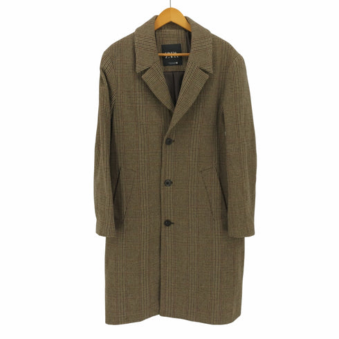 ザラ ZARA チェック柄 千鳥格子 ウール ロング チェスターコート メンズ import:M