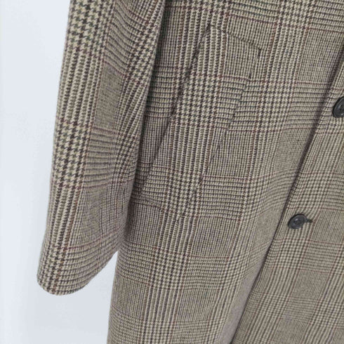 ザラ ZARA チェック柄 千鳥格子 ウール ロング チェスターコート メンズ import:M