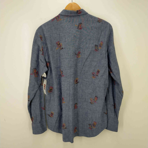 パパス papas 総柄刺繍ボタンダウンシャツ メンズ 46 S