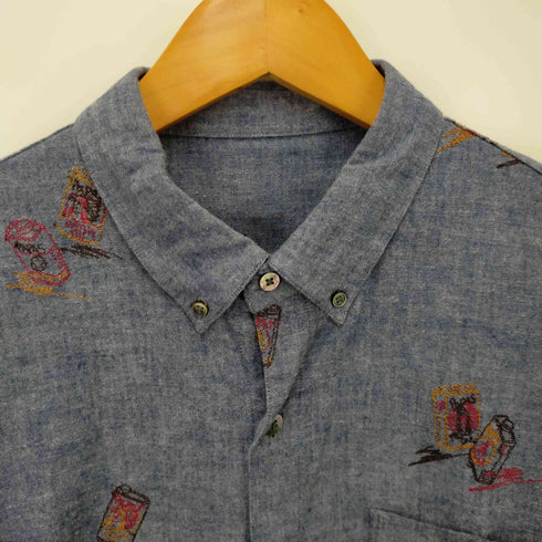 パパス papas 総柄刺繍ボタンダウンシャツ メンズ 46 S