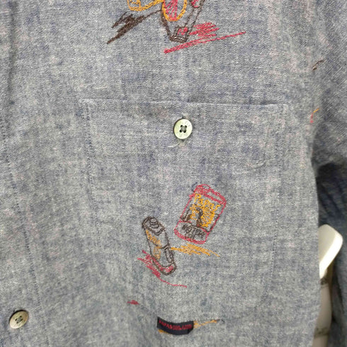 パパス papas 総柄刺繍ボタンダウンシャツ メンズ 46 S