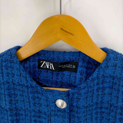 ザラ ZARA ツイードノーカラージャケット レディース import:XS