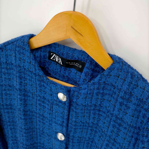ザラ ZARA ツイードノーカラージャケット レディース import:XS
