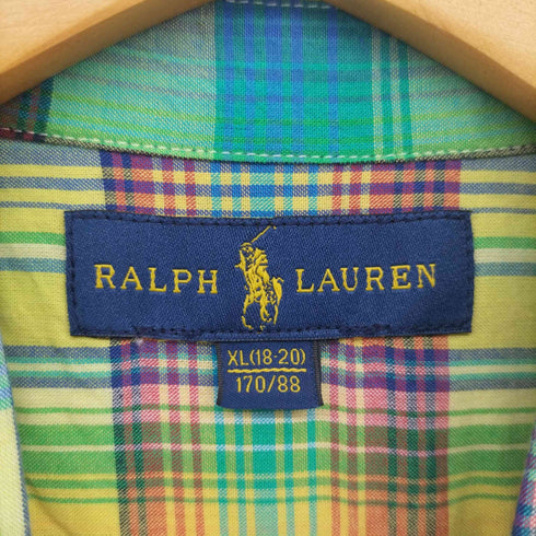 ラルフローレン RALPH LAUREN マルチカラー チェック柄 ポニー刺繍 BD S/S シャツ レディース JPN:XL