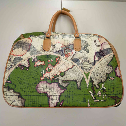 via vee world Classic Map Print Rolling Luggage メンズ