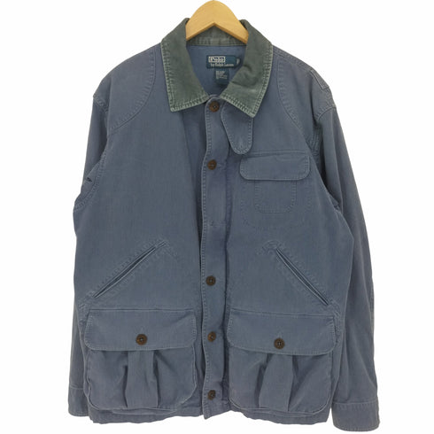 ポロバイラルフローレン Polo by RALPH LAUREN 襟コーデュロイ 比翼 ジップアップ ハンティング ジャケット メンズ import:L