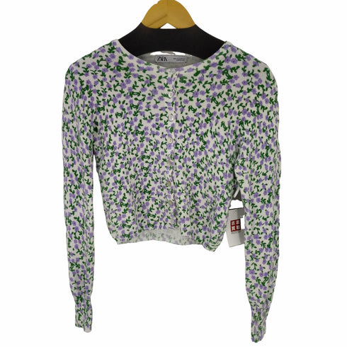 ザラ ZARA フラワージャガードニットカーディガン レディース import:M