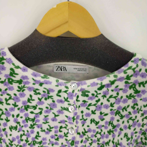 ザラ ZARA フラワージャガードニットカーディガン レディース import:M