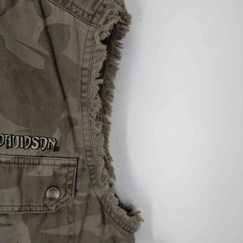 ハーレーダヴィットソン HARLEY DAVIDSON カットオフベスト カモ柄 迷彩 メンズ JPN:L