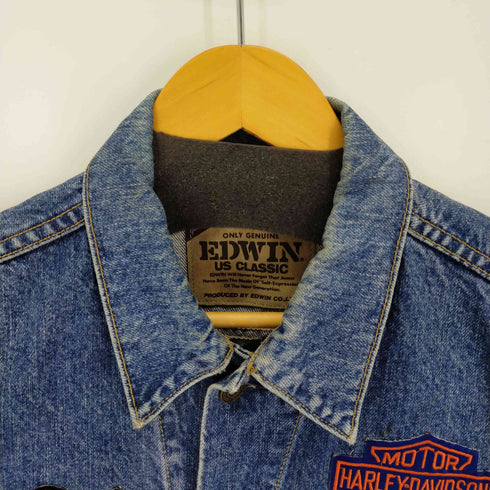 エドウィン EDWIN デニムベスト バイカー ハーレーダビッドソン ワッペン メンズ JPN:XL