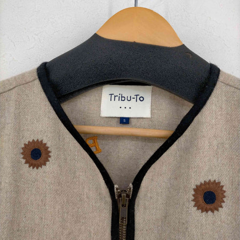 TRIBU-TO ウール混 ジップ ベスト 刺繍加工 レディース JPN:S
