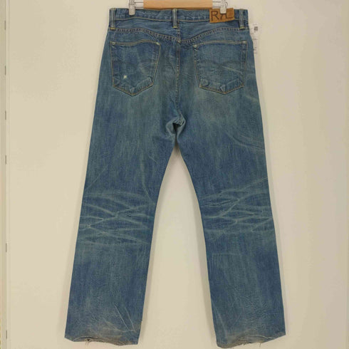 ダブルアールエル ラルフローレン RRL RALPH LAUREN USA製 ダメージ加工 ボタンフライ セルビッチ ワイド デニム パンツ メンズ 36×32
