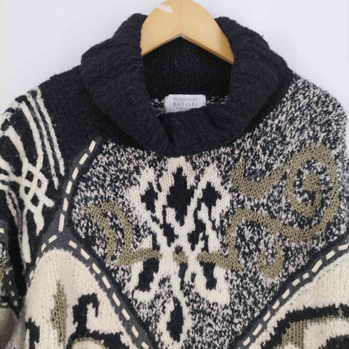 フッチェ ウオモ ヨシユキ コニシ FICCE UOMO YOSHIYUKI KONISHI HAND KNIT ハンドニット 総柄 タートルネックローゲージニット メンズ