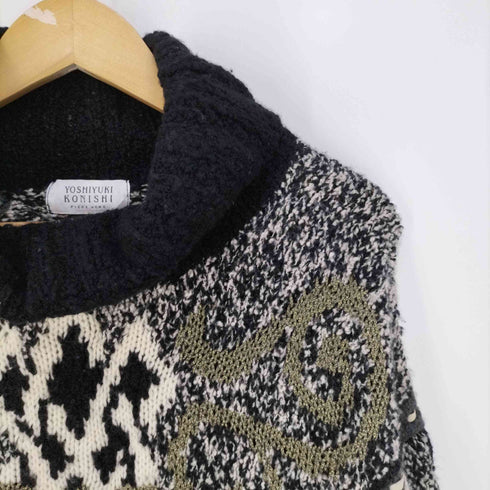 フッチェ ウオモ ヨシユキ コニシ FICCE UOMO YOSHIYUKI KONISHI HAND KNIT ハンドニット 総柄 タートルネックローゲージニット メンズ