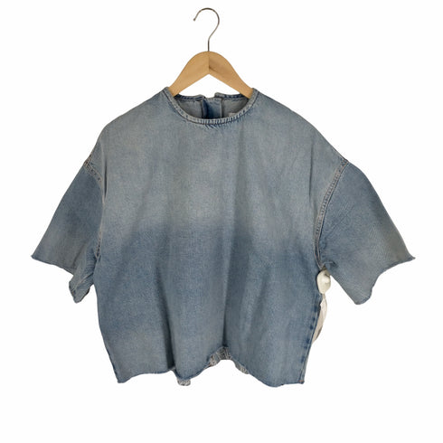 ザラ ZARA バックジップ デニム地 クルーネックTシャツ レディース JPN:L