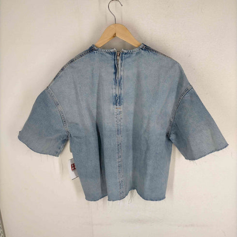 ザラ ZARA バックジップ デニム地 クルーネックTシャツ レディース JPN:L