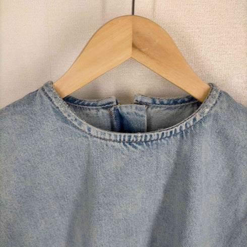 ザラ ZARA バックジップ デニム地 クルーネックTシャツ レディース JPN:L