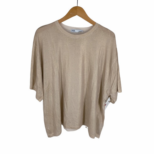 ザラ ZARA グリッター クルーネックTシャツ レディース JPN:L