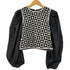 ザラ ZARA CONTRAST LEATHER パフスリーブ ジオメトリック クロップドトップス レディース import:XS