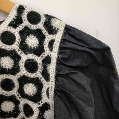 ザラ ZARA CONTRAST LEATHER パフスリーブ ジオメトリック クロップドトップス レディース import:XS