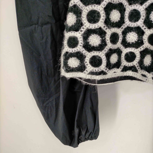 ザラ ZARA CONTRAST LEATHER パフスリーブ ジオメトリック クロップドトップス レディース import:XS