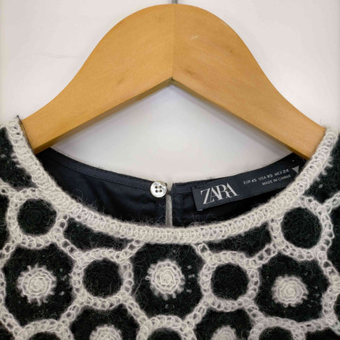ザラ ZARA CONTRAST LEATHER パフスリーブ ジオメトリック クロップドトップス レディース import:XS