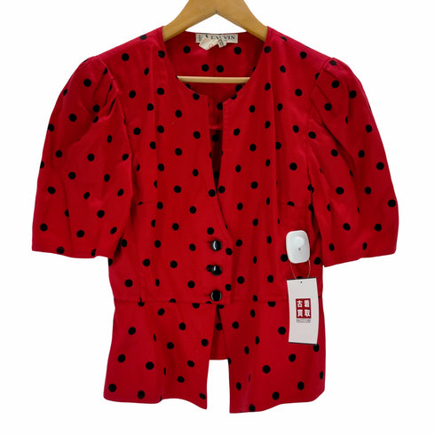 ランバン LANVIN イタリア製 パフスリーブ ドットブラウス レディース EUR:40