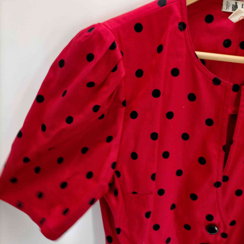 ランバン LANVIN イタリア製 パフスリーブ ドットブラウス レディース EUR:40