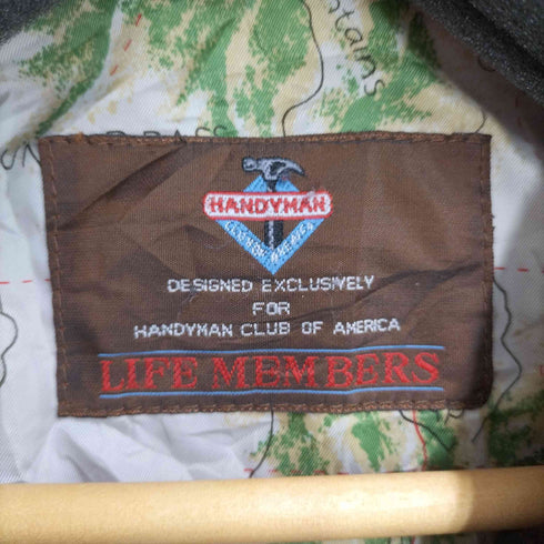 HANDYMAN フロント刺繍 裏地マップデザイン レザージャケット LIFE MEMBERS メンズ JPN:L