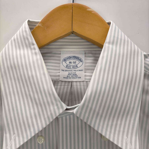 ブルックスブラザーズ BROOKS BROTHERS SLIM FIT コットン ストライプ柄 ボタンダウン 長袖シャツ メンズ 16-32