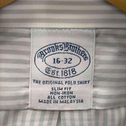 ブルックスブラザーズ BROOKS BROTHERS SLIM FIT コットン ストライプ柄 ボタンダウン 長袖シャツ メンズ 16-32