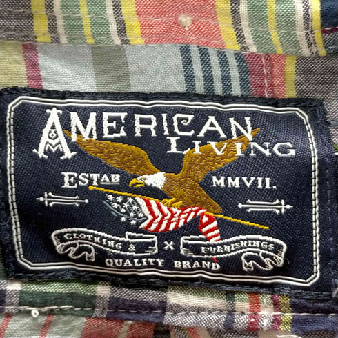 アメリカンリビング AMERICAN LIVING OLD パッチワーク チェック 長袖 シャツ メンズ import:XL
