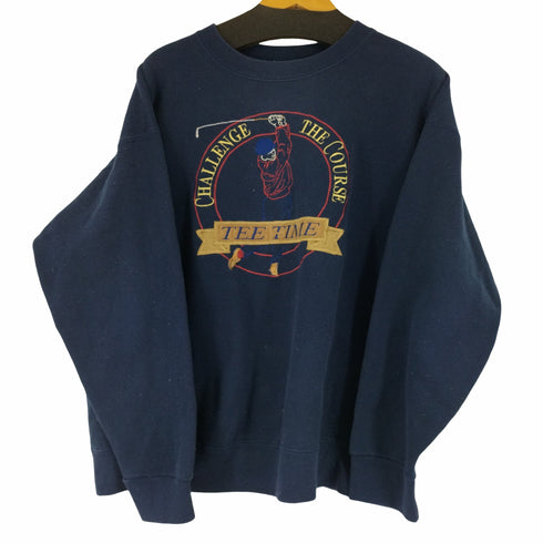 90S MADE IN USA フロント刺繍クルーネックスウェット メンズ import:XL