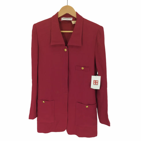 ソニアリキエル SONIA RYKIEL フランス製 金ボタン 比翼 レギュラーカラー レーヨン ジャケット レディース FR:40