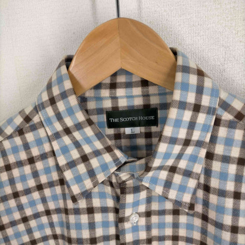 ザスコッチハウス The Scotch House ロゴ刺繍コットンネルシャツ メンズ import:L